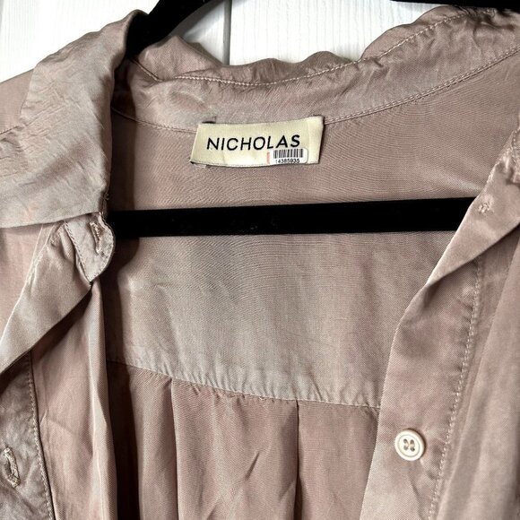 Nicholas Emma Brown Satin Collared Long Sleeve Jumpsuit Women's Size 8 - Picture 5 of 14